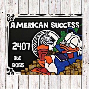 Uncle Scrooge Hand Painted Glitter Canvas